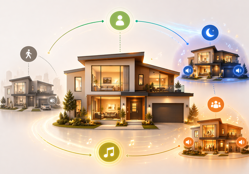 State engine for house presence and music zones in Homey