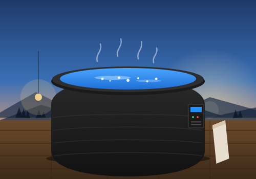 Warm water waiting, bubbles on demand