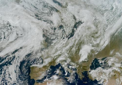 See the sky above Europe as the satellites see it.