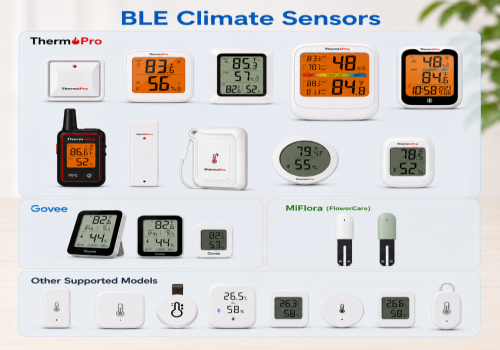 Adds support for BLE sensors including climate, plant, and MEATER cooking probes